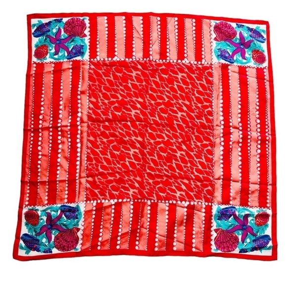 Pappagallo Mixed Print Silk Seashell Starfish Scarf - Picture 1 of 5